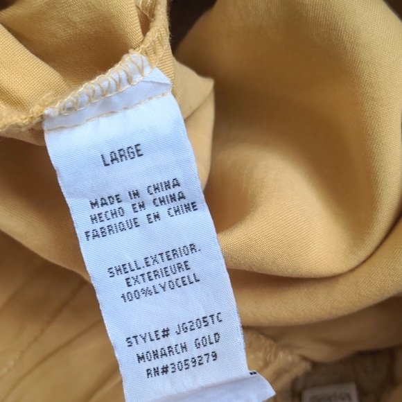 THREAD + SUPPLY | Wide Leg Pants Pull On Paperbag Waist Pockets,Mustard, Women L - Picture 9 of 13